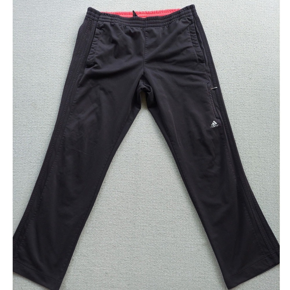 Adidas Track Pants Mens Medium Black Orange Training 3-Stripe‎ Athletic Trousers